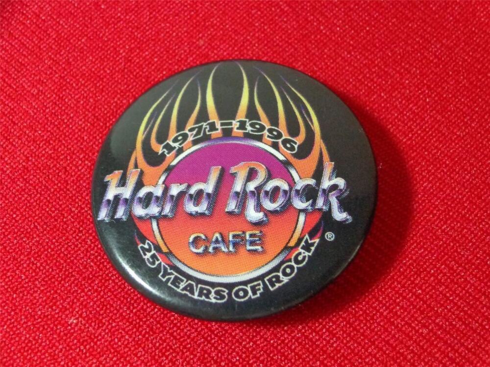 Hard Rock Cafe Button Pin 1971-1996 25 Years of Rock -061314